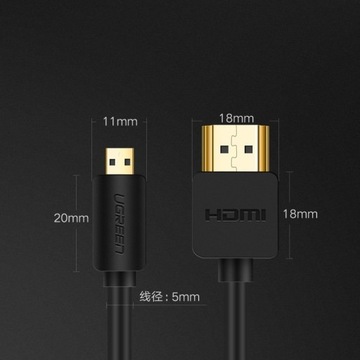 Кабель-адаптер HDMI-micro HDMI 2,0 В 4K 60 Гц 30AWG 1,5 м черный