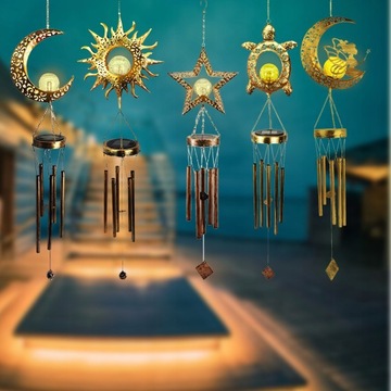 Светодиодные солнечные перезвоны ветра Открытый подвесной солнечный ветер