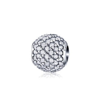 Srebrny Charms ORNAMO Urok Blasku Kulka w białych Cyrkoniach Srebro pr.925