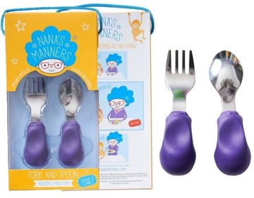 ЭРГОНОМИЧНЫЕ детские столовые приборы, удобные в использовании, фиолетовые NANA'S MANNERS