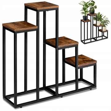 KWIETNIK STOJĄCY METALOWY RUSTYKALNY STOJAK NA KWIATY 4 DONICZKI METAL LOFT