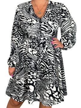 Sukienka Gaja Jesienna Zebra Plus Size 42 44 46