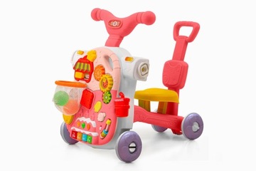 ROWER PCHACZ HULAJNOGA JEŹDZIK STOLIK EDUKACYJNY 4W1 RÓŻOWY