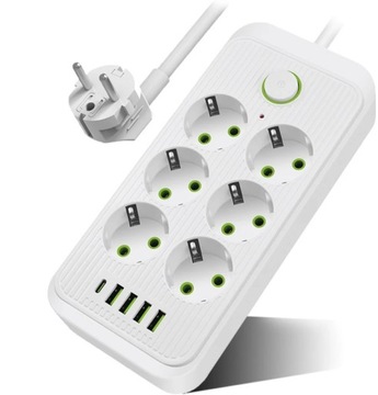 PRZEDŁUŻACZ LISTWA ZASILAJĄCA 2M 6 GNIAZD 5x USB