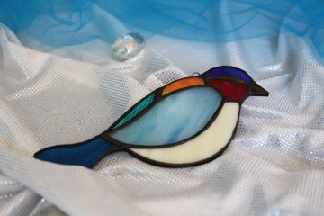 Ptaszek witrażowy, kolorowy ptak, szklany ptak, ptak na okno 8