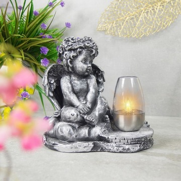 СЕРАЯ ГИПСОВАЯ ФИГУРКА Гробница СОЛНЕЧНАЯ СВЕТОДИОДНАЯ ЛАМПА