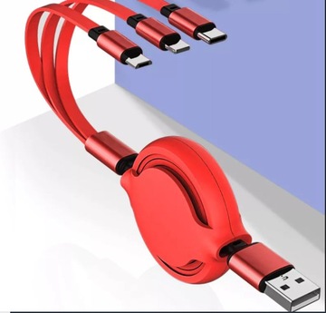 Кабель USB-c для быстрой зарядки Выдвижной кабель microUSB/Lightning/USB-C