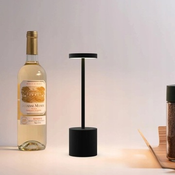 LAMPKA NOCNA DOTYKOWA LED RETRO CZARNA WYSOKA USB