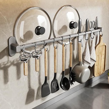 Вешалка для одежды настенная. Кухонная штанга с крючками.