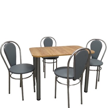 Zestaw stol 100/65 +4 krzesla tulipan plus srebrne