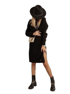 Sweterkowa sukienka Cocomore z półgolfem czarna