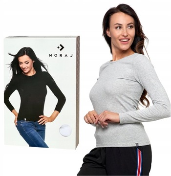 KOSZULKA Długi Rękaw BAWEŁNIANA Damska MORAJ XXL