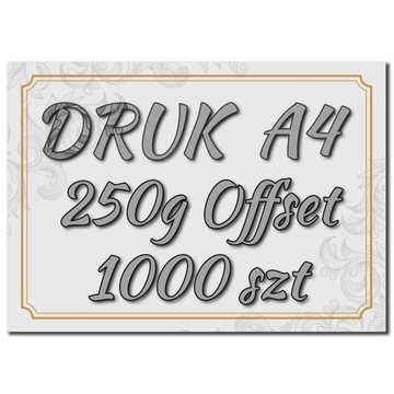 DRUK A4 1000 szt DYPLOM CERTYFIKAT Offset 250g