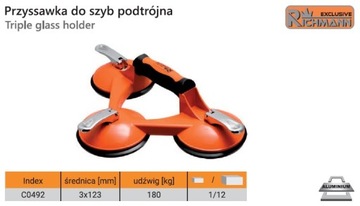 PRZYSSAWKA DO GRESU SZYB 150 mm 80 KG PRÓŻNIOWA