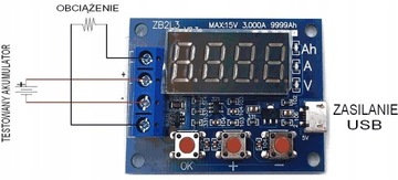 Измеритель емкости аккумуляторной батареи 15В 3А 18650 Пб