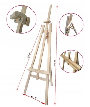 Набор для рисования + массивный мольберт, СТАБИЛЬНЫЙ, на трех ножках из дерева, ПОДАРОК