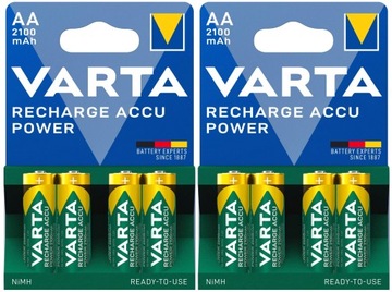 8x AKUMULATORKI VARTA R6 AA 2100mAh BATERIE