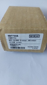 Манометр герметичный 631.10.063 0мбар...60мбар G1/4B Wika