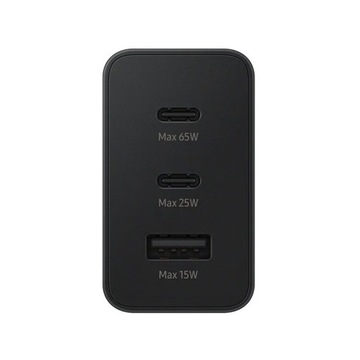 SZYBKA ŁADOWARKA SIECIOWA 65W TRIO 1x USB-A +2x USB-C ZAMIENNIK DLA SAMSUNG
