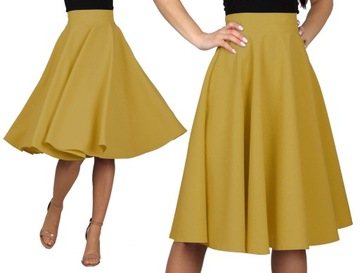XS MIDI miodowa spódnica szyta z koła rozłożysta pin-up rozkloszowana 34