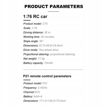 Turbo Racing 1:76 C75 Zdalnie Sterowany Samochód