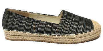 KLASYCZNE PROSTE ESPADRYLE DAMSKIE - black r 37