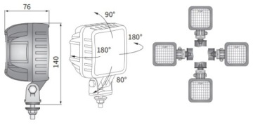 LAMPA ROBOCZA 6xLED 25W 12-24V 2000LM z przewodem
