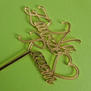 Топпер для торта Forever Together сердце золотое зеркало