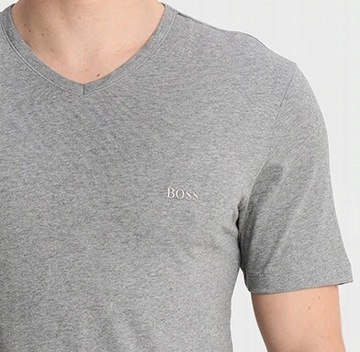 HUGO BOSS _ Nowa Szara Koszulka V-neck Haft M