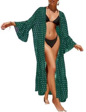 Bsubseach Kimono Kardigany Kostium Kąpielowy Okrycie na Plażę Pawia Zieleń