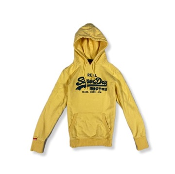 SuperDry Bluza Męska Żółta Kaptur Logo Unikat Klasyk XS S