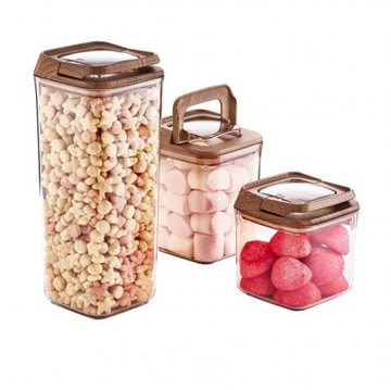 Pojemniki kuchenne kpl 3szt drewno 0,7l, 0.8l,1,7l