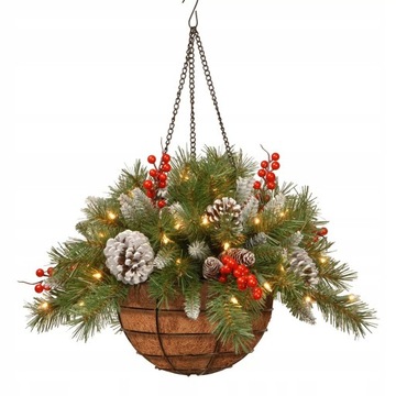 Kosz wiszący świąteczny z LED 40 cm