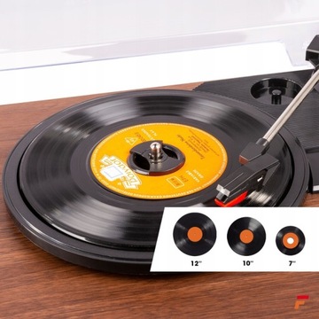 Стильный проигрыватель с динамиками BT, USB RCA + винил