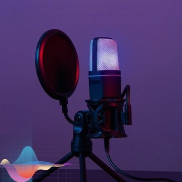 Mikrofon pojemnościowy USB do komputera PC Led RGB Filtr pop