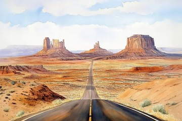 OBRAZ NA PŁÓTNIE CANVAS MONUMENT VALLEY DROGA PUSTYNIA USA UTAH 120x80