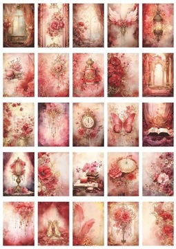 PAPIERY OZDOBNE DEKORACYJNE SCRAPBOOKING 50 KARTEK KWIATY VINTAGE