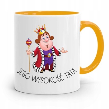 KUBEK ŻÓŁTY NA DZIEŃ OJCA JEGO WYSOKOŚĆ TATA z Nadrukiem ze Zdjęciem