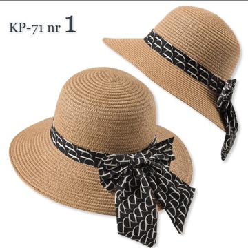 PIĘKNY kapelusz damski plażowy falowany słomkowy DUŻE RONDO KOLORY