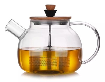 Dzbanek SZKLANY zaparzacz POKRYWKA 1000ml PREZENT
