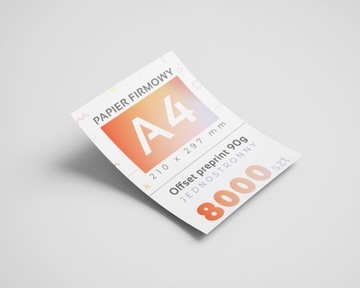 Papier firmowy A4 listownik 8000 szt offset 90g preprint CMYK