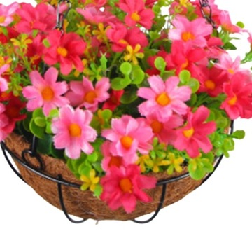 Искусственные висячие цветы в корзине для украшения лужайки во внутреннем дворике, розовые.
