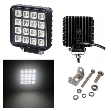 Lampa robocza 16 LED halogen z włącznikiem 12V/24V 2400lm 16W białe światło
