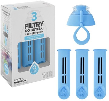 3pak filtrów do butelki DAFI + zakrętka KOLORY