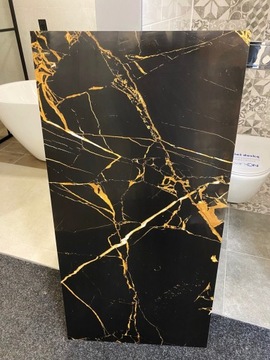 Gres płytka 60x120 Black Beuty Lux Połysk Gold