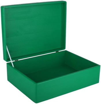 Pudełko drewniane zielone z wiekiem 40x30x14 cm