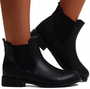 BOTKI DAMSKIE BUTY SZTYBLETY PŁASKIE