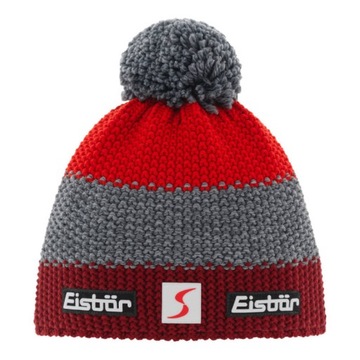 CZAPKA EISBAR STAR POMPON MU SP RED GREY 403346 043