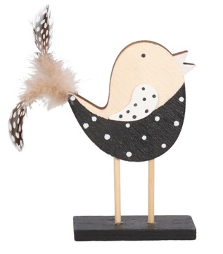 ДЕРЕВЯННАЯ ПТИЦА С ПЕРО ФИГУРКА ДЕКОРАЦИЯ