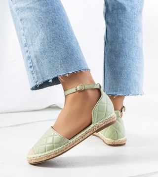 Hers Zielone espadryle damskie obuwie sandały 77-242 r. 39